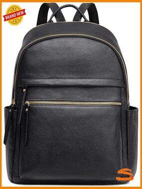 Genuine Leather Backpack Purse for Women - Large Capacity Laptop Daypack Travel